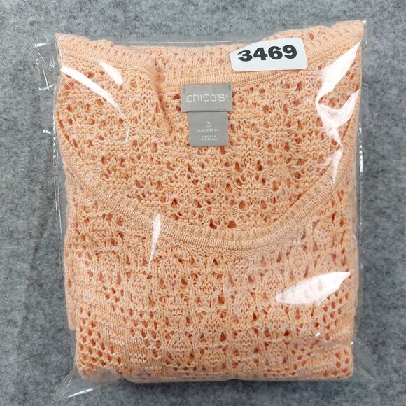 Chicos Sweater Sz XL Pullover Open Knit Crochet Lightweight Boho Chic Lagenlook - Picture 10 of 10